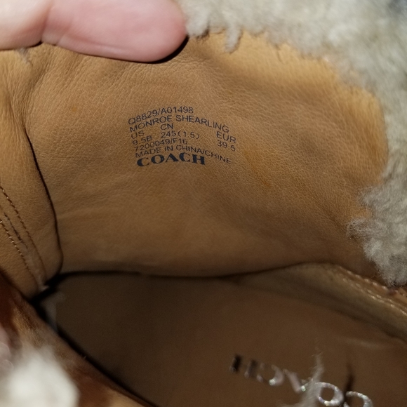 Coach Monroe Leather/Shearling Saddle Boots - Picture 5 of 8
